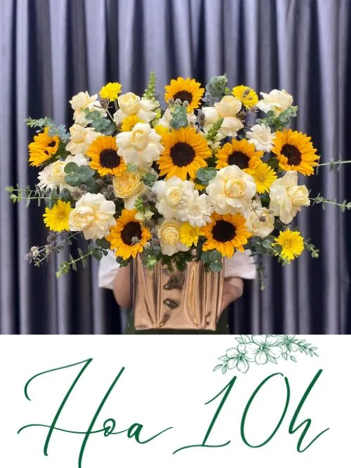 Lẵng hoa hướng dương tri ân thầy cô