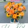 Lẵng hoa tươi để bàn hướng dương mix hồng chúc mừng khai trương