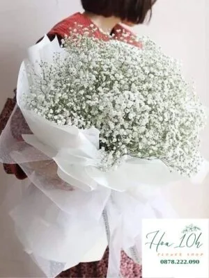 Bó hoa baby trắng tinh khôi làm xiêu lòng các bạn nữ