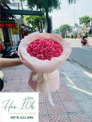 Bó Hoa Sáp Thơm 30 Bông Màu Hồng Nude Sang Chảnh