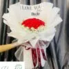 Bó hoa sáp thơm hồng đỏ mix hoa babi trắng