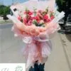 Bó hoa sáp thơm mix màu hồng kem, hồng nude, hồng dâu