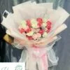 Bó hoa sáp thơm mix màu hồng dâu, hồng kem