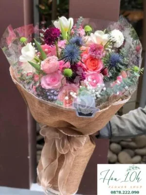 Bó hoa sắc cầu vòng, bó hoa hiện đại, sang chảnh tại đà nẵng