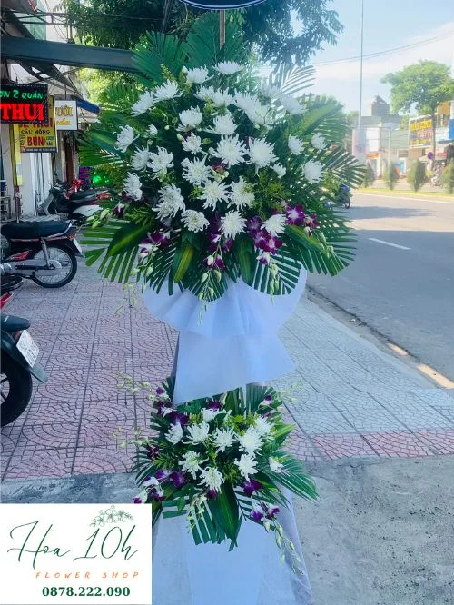 Kệ hoa đám tang biệt ly, Shop hoa tươi đà nẵng Hoa10h