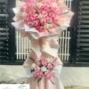 Kệ hoa khai trương tông màu hồng, trắng. Shop hoa tươi đà nẵng