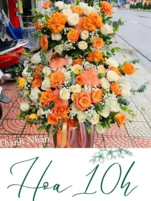 Lẵng Hoa Để Bàn 2 Tầng tặng khai trương
