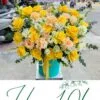 Lẵng hoa để bàn mừng khai trương tông vàng