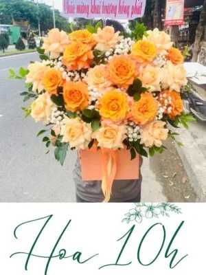 Lẵng Hoa Để Bàn - Ngày Mới chúc mừng khai trương, sinh nhật