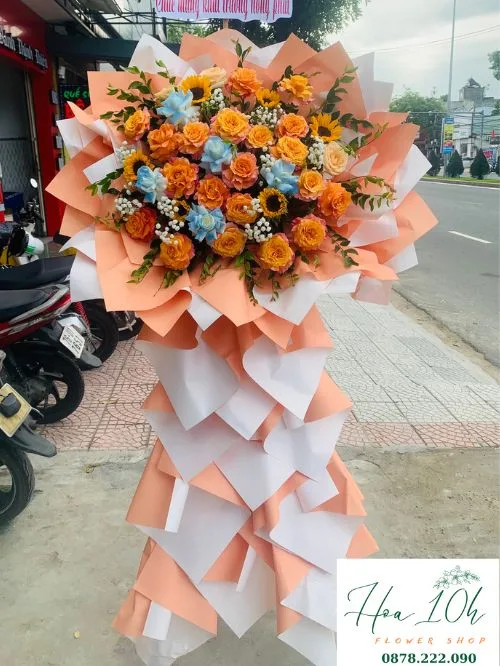 Kệ Hoa Chúc Mừng Khai Trương Thành Đạt tông màu cam