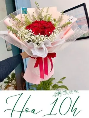 Bó hoa hồng đỏ mix babi tặng bạn gái