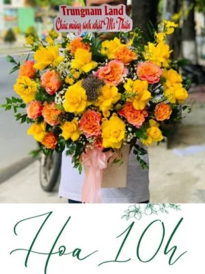 Lẵng hoa để bàn tặng sinh nhật nam tính, mạnh mẽ