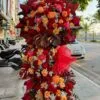 Kệ hoa chúc mừng 3 tầng tông màu đỏ cam rực rỡ