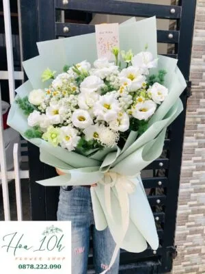 Bó hoa cát tường trắng đẹp, sang trọng