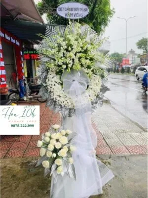 Vòng hoa chia buồn lan trắng