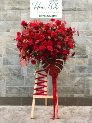 Hoa chúc mừng khai trương, động thổ, tân gia màu đỏ