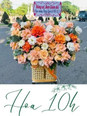 Lẵng hoa để bàn chúc mừng đẹp, hiện đại