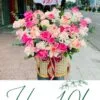 Hoa để bàn chúc mừng sinh nhật tông màu hồng nhẹ nhàng