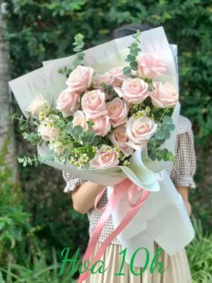 Bó hoa hồng pastel nhẹ nhàng lãng mạn