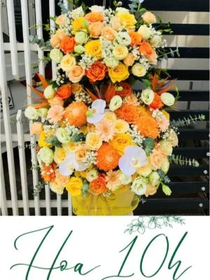 lẵng hoa 2 tầng đẹp sang trọng