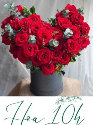 Lẵng hoa hồng đỏ kết hình trái tim ý nghĩa