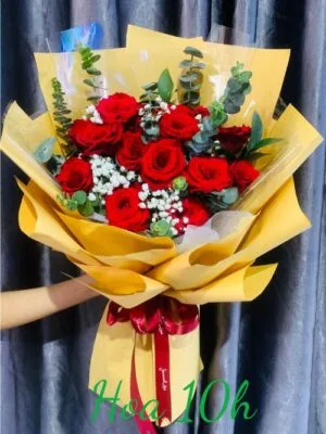 bó hoa hồng đỏ pháp yêu thương nồng nàn