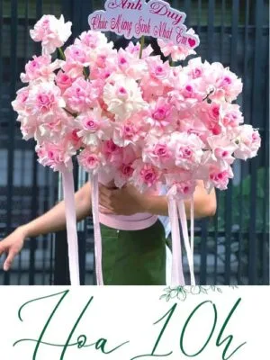 Lẵng hoa hồng nhẹ nhàng, nữ tính, sang trọng