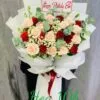 bó hoa hồng pastel mix đỏ đẹp