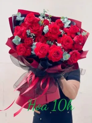 Bó hoa hồng đỏ nhập đẹp, sang chảnh