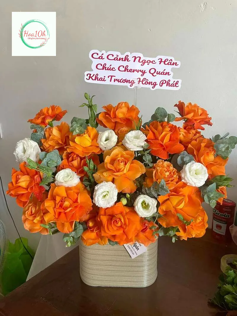 Mẫu giỏ hoa khai trương được ưa chuộng tại Shop Hoa 10h Đà Nẵng