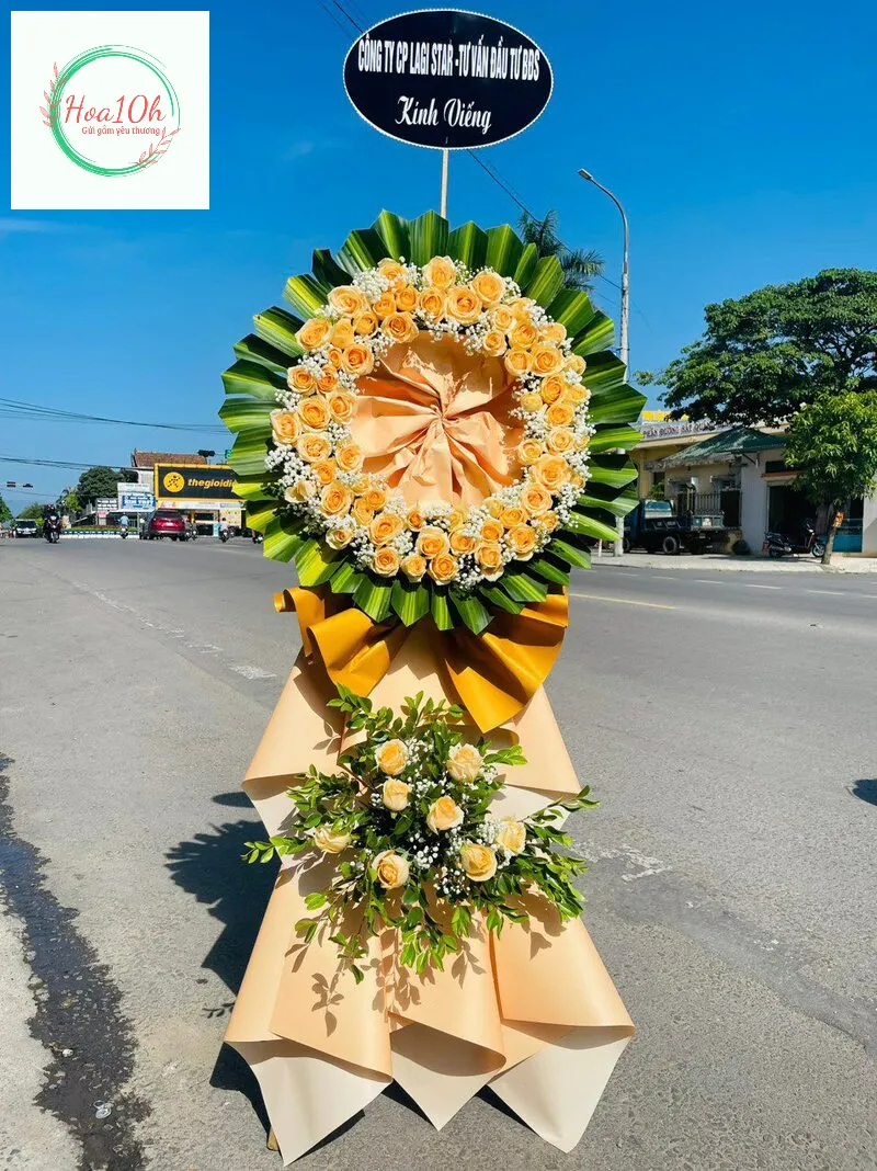 Mẫu hoa viếng tone cam