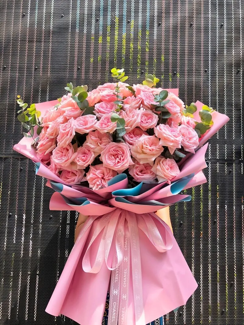 Mẫu bó hoa hồng nhạt tặng lễ tình nhân 14/2 