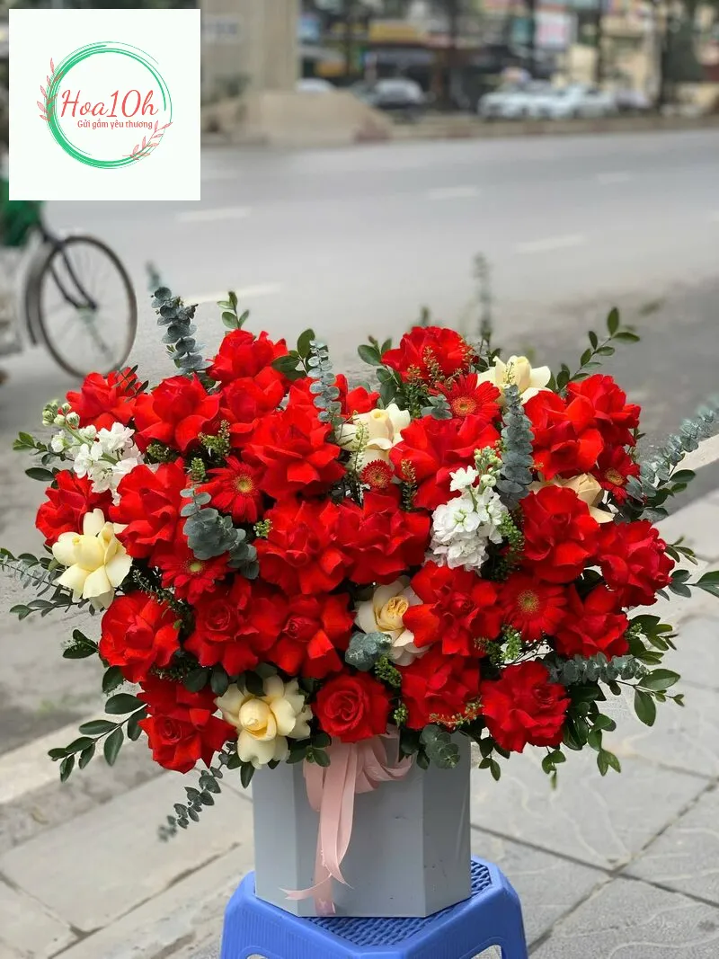 Giỏ hoa hồng đỏ tặng khai trương