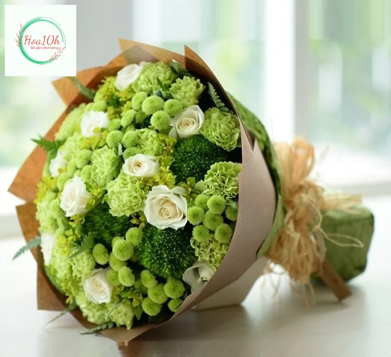 Chọn bó hoa màu xanh tươi bắt mắt