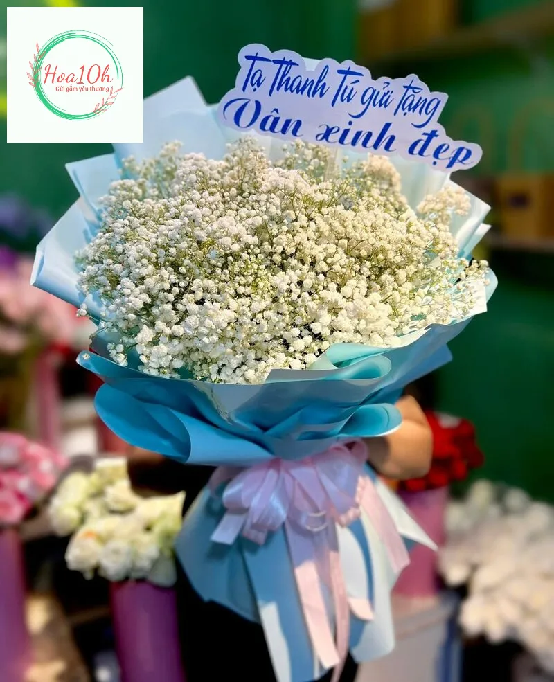 Mẫu hoa tặng sếp tone xanh