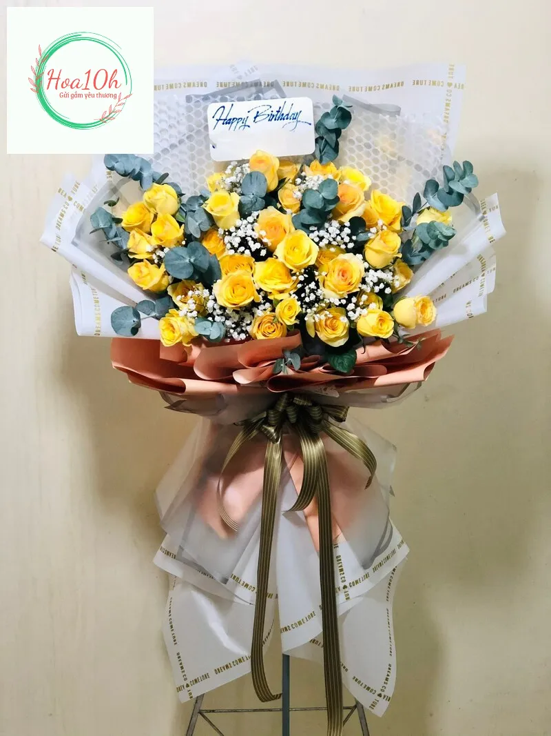 Thiệp bó hoa gửi kèm lời chúc
