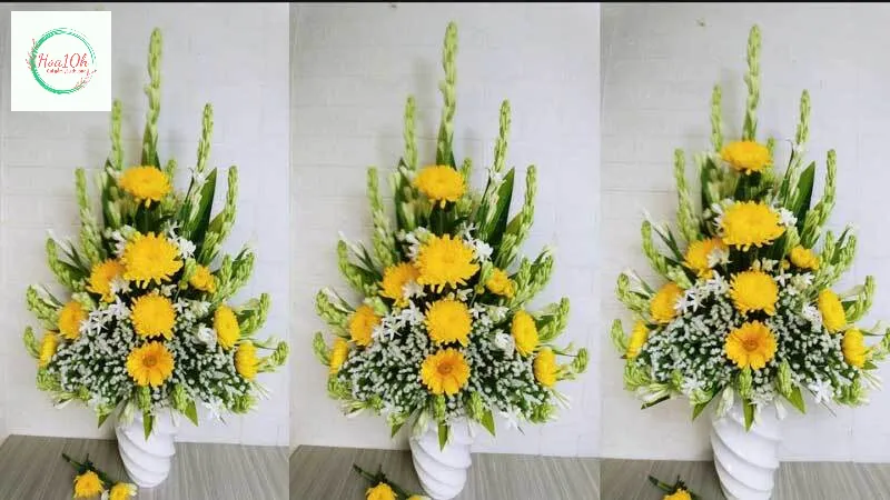 Mẫu cắm hoa cúc vàng chưng vào những ngày m1 sẽ rất thích hợp